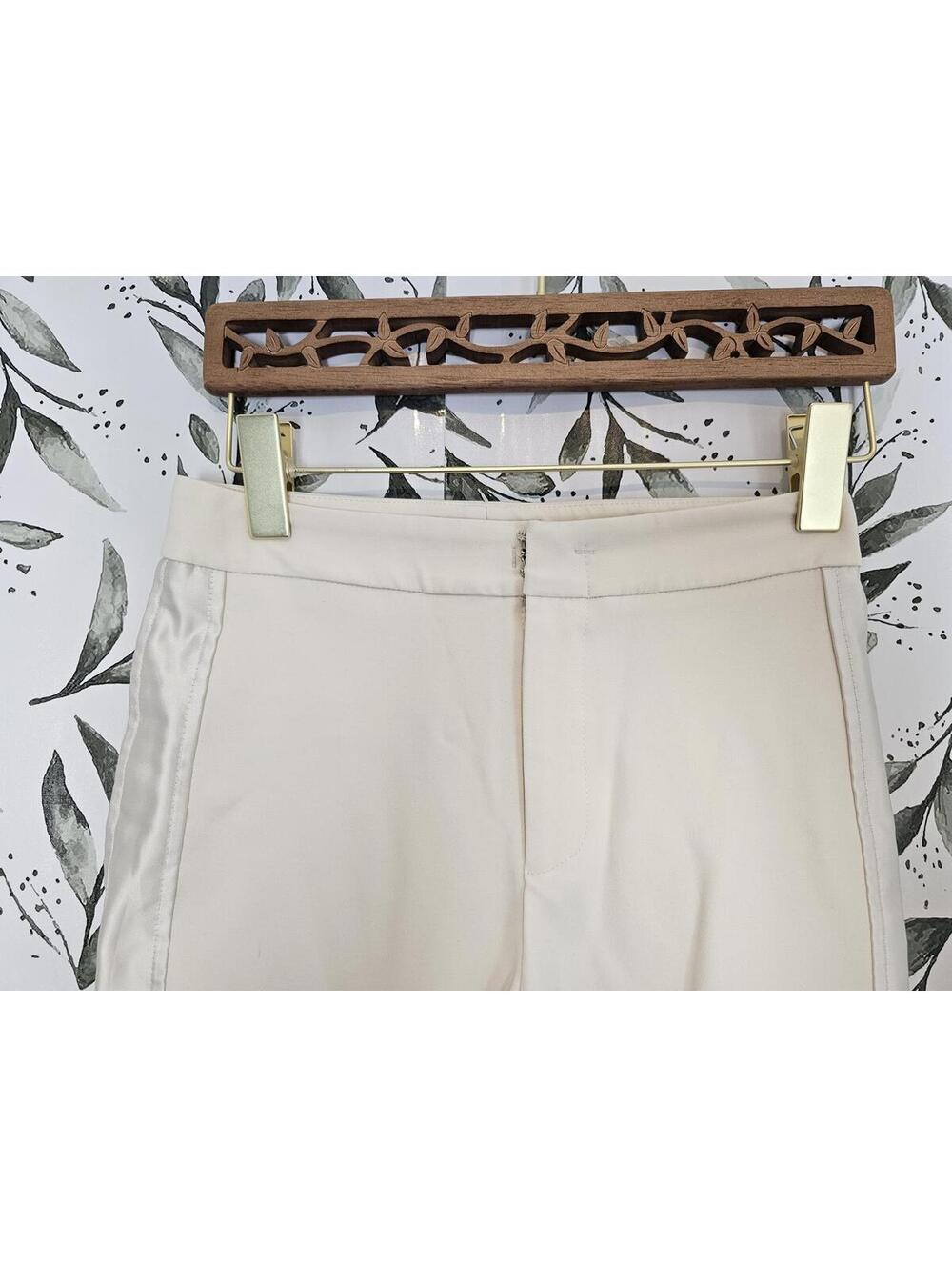 Bailey 44 Pants Cream Womens Size 2 Skinny Satin Stripe